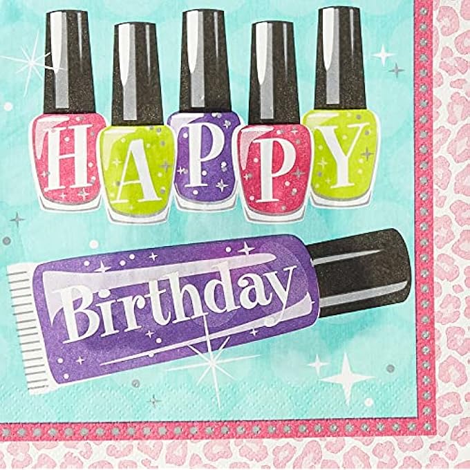 SPARKLE SPA PARTY LUNCHEON HAPPY BIRTHDAY NAPKINS 16 PIECES - Image 2